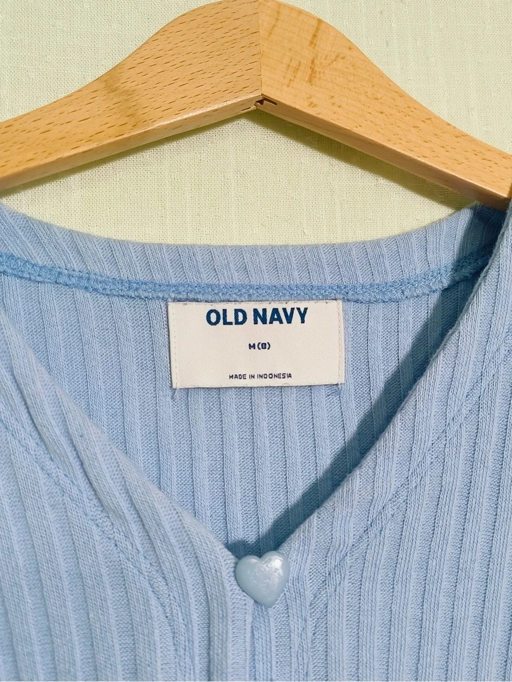 Old Navy Girls Blue Ribbed Heart Button Cropped Cardigan Size 8